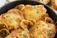 Crispy Lemon-Herb Skillet Chicken with White Wine Pan Sauce