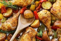 Aromatic Rosemary Chicken with Roasted Peppers & Potatoes