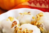 Gourmet Pumpkin Cake Truffles: White Chocolate Dipped with Toasted Walnuts