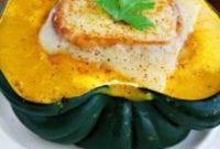 Velvety Acorn Squash Soup with Golden Swiss Crostini