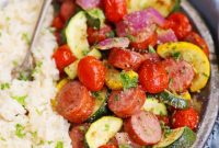 Easy One-Pan Sausage, Zucchini, and Tomato Dinner