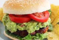 Smoky Bacon-Cheddar Chicken Burgers with Tropical Pineapple Guacamole