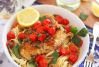 Golden Chicken Scallopini with Blistered Tomatoes in a Zesty Lemon-Butter Wine Sauce