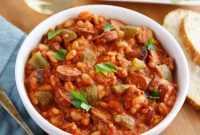 Savory Sausage, Peppers & White Bean Pot