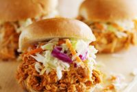 Tangy Slow Cooker Buffalo Chicken Sliders