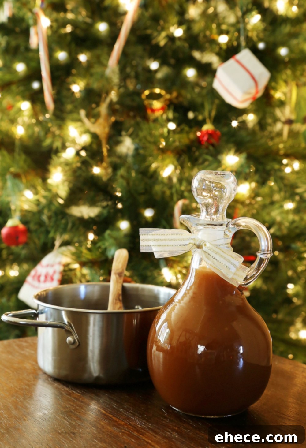 Easy Homemade Apple Cider Syrup – Velvety rich, cinnamon-spiced syrup is perfect on hot pancakes, waffles or French toast. Use in any recipe that calls for maple syrup + give as gifts! Thecomfortofcooking.com