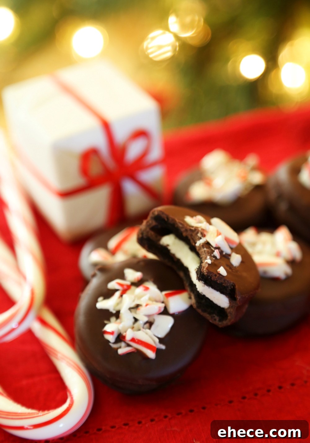Decadent Peppermint Oreo Delights 5 Platter of delicious Chocolate Covered Peppermint Oreos for sharing