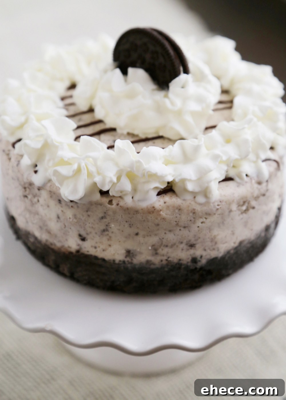 Another perspective of the Cookies 'n Cream Ice Cream Cake prior to decoration.
