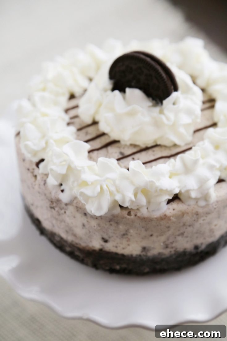 Pinterest image for Easy Cookies 'n Cream Ice Cream Cake