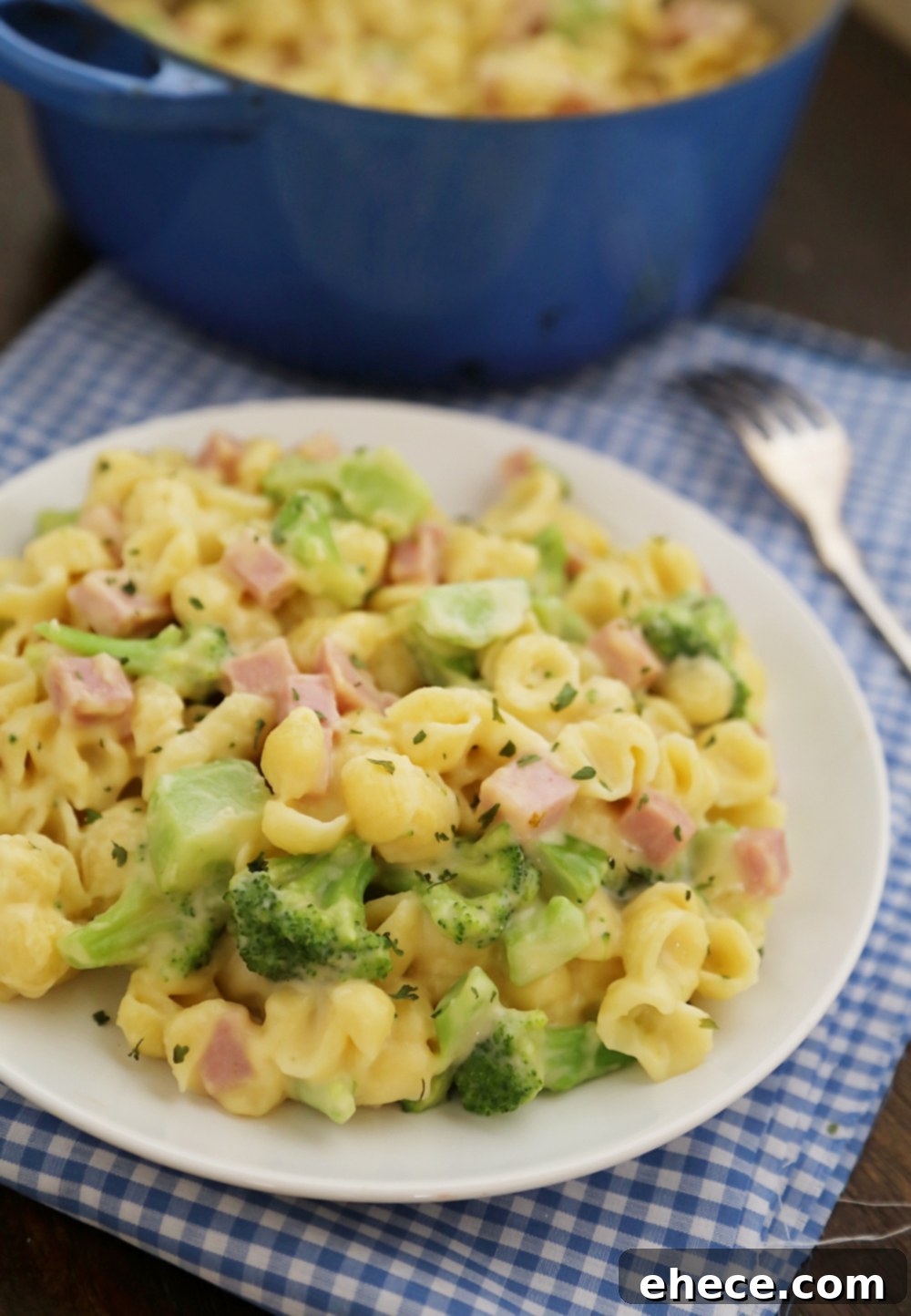 Creamy Ham and Broccoli Shells and Cheese - Cheesy, delicious and easy to make pasta dish with wholesome ingredients!