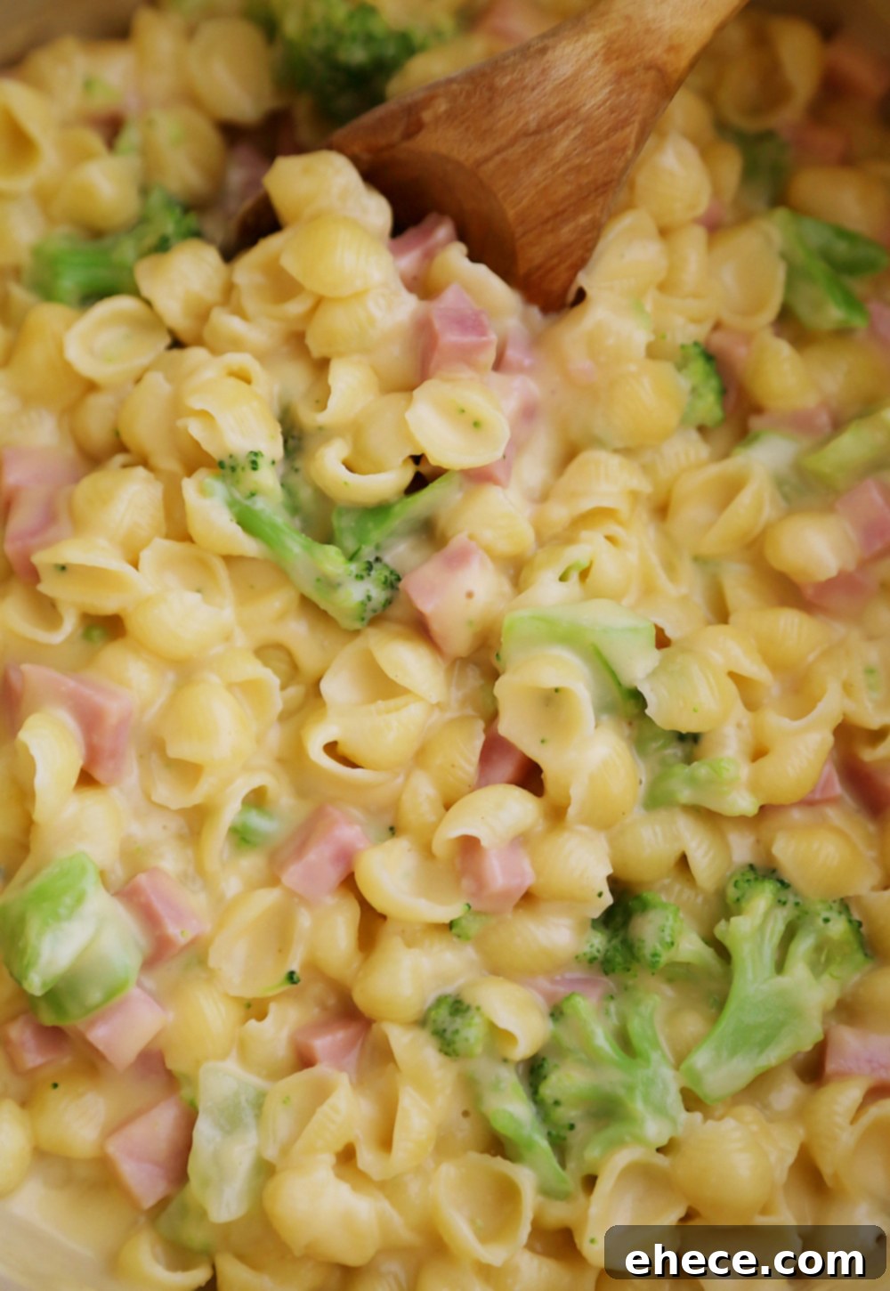Creamy Ham and Broccoli Shells and Cheese - Cheesy, delicious and easy to make pasta dish with wholesome ingredients!