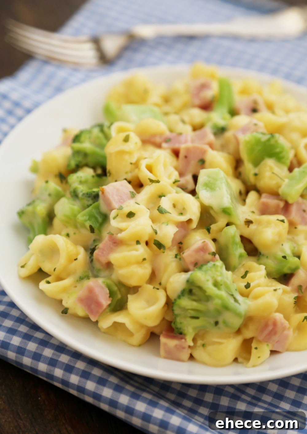 Creamy Ham and Broccoli Shells and Cheese - Cheesy, delicious and easy to make pasta dish with wholesome ingredients!