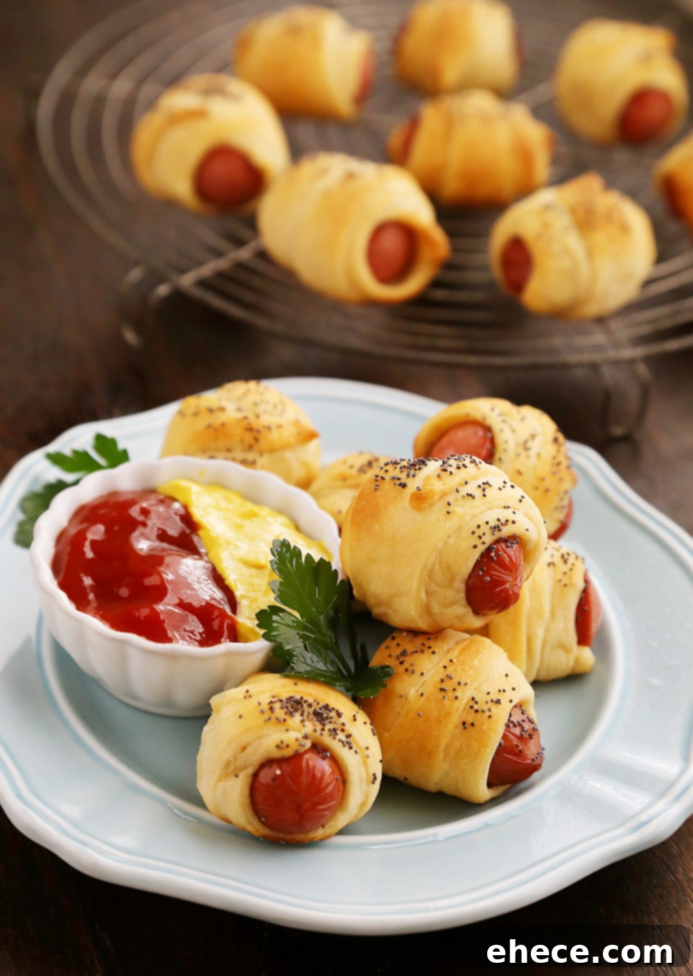 Fluffy, buttery 3-Ingredient Crescent Hot Dog Rollups, perfect for parties and lunchboxes. Quick and fun to make with kids!