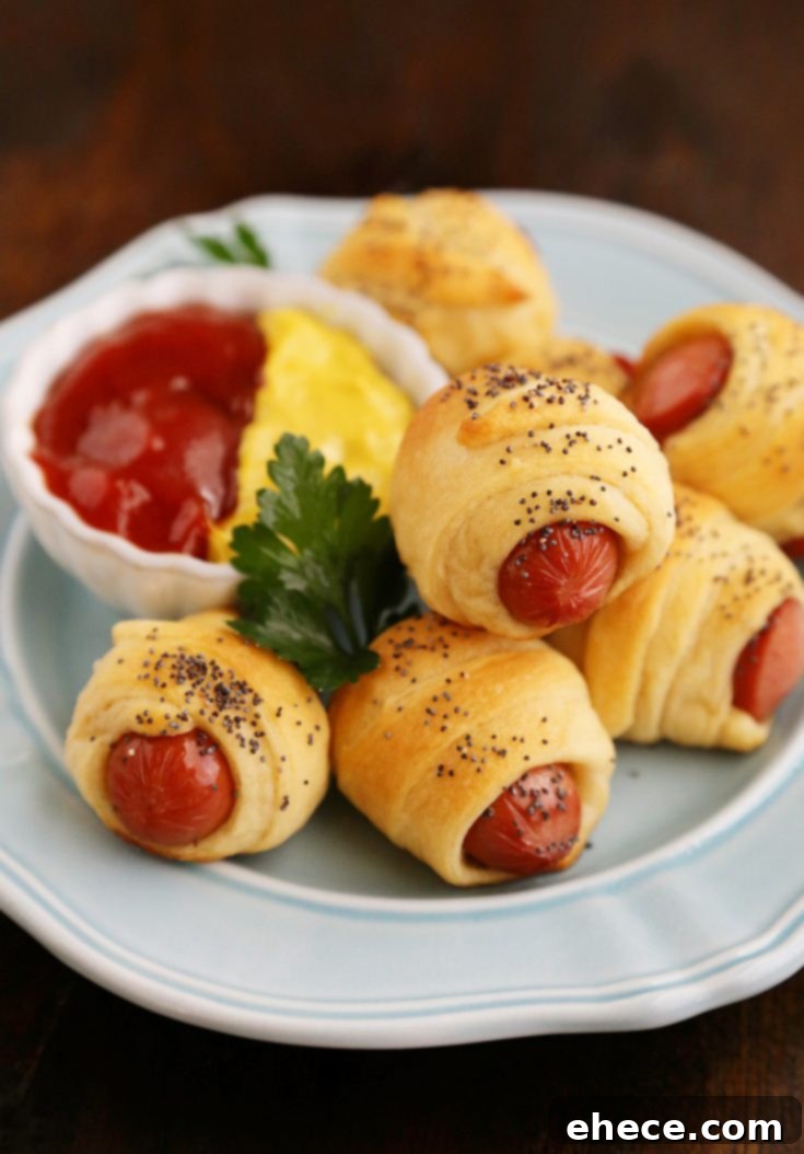 Pin this recipe: 3-Ingredient Crescent Hot Dog Rollups