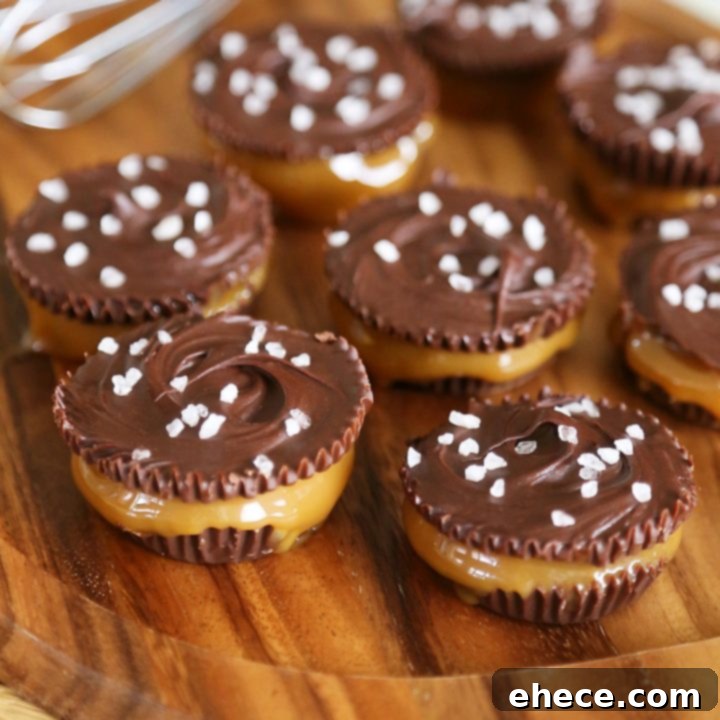 Effortless 4-Ingredient Salted Caramel Chocolate Cups 7 4-Ingredient Salted Caramel Dark Chocolate Cups - an easy no-bake dessert