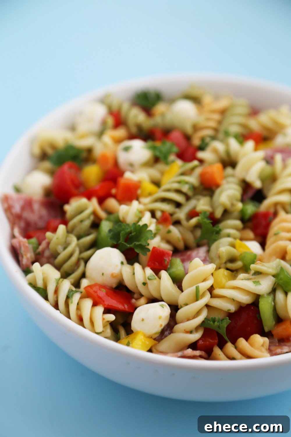 Vibrant Italian Pasta Salad 3 Italian Pasta Salad – So colorful and flavorful, and EASY! Perfect for parties, potlucks and simple weeknight sides.