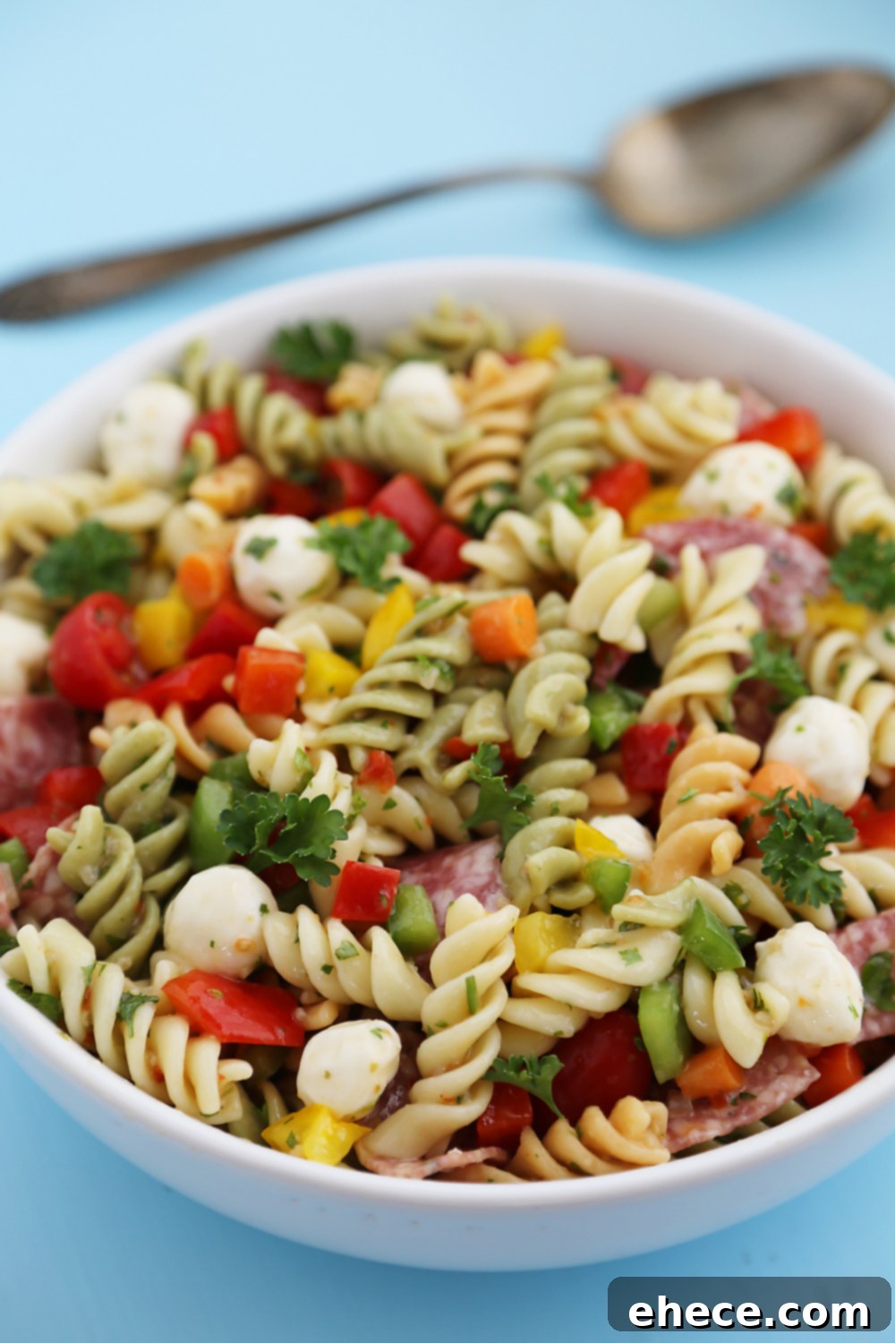 Vibrant Italian Pasta Salad 4 Italian Pasta Salad – So colorful and flavorful, and EASY! Perfect for parties, potlucks and simple weeknight sides.