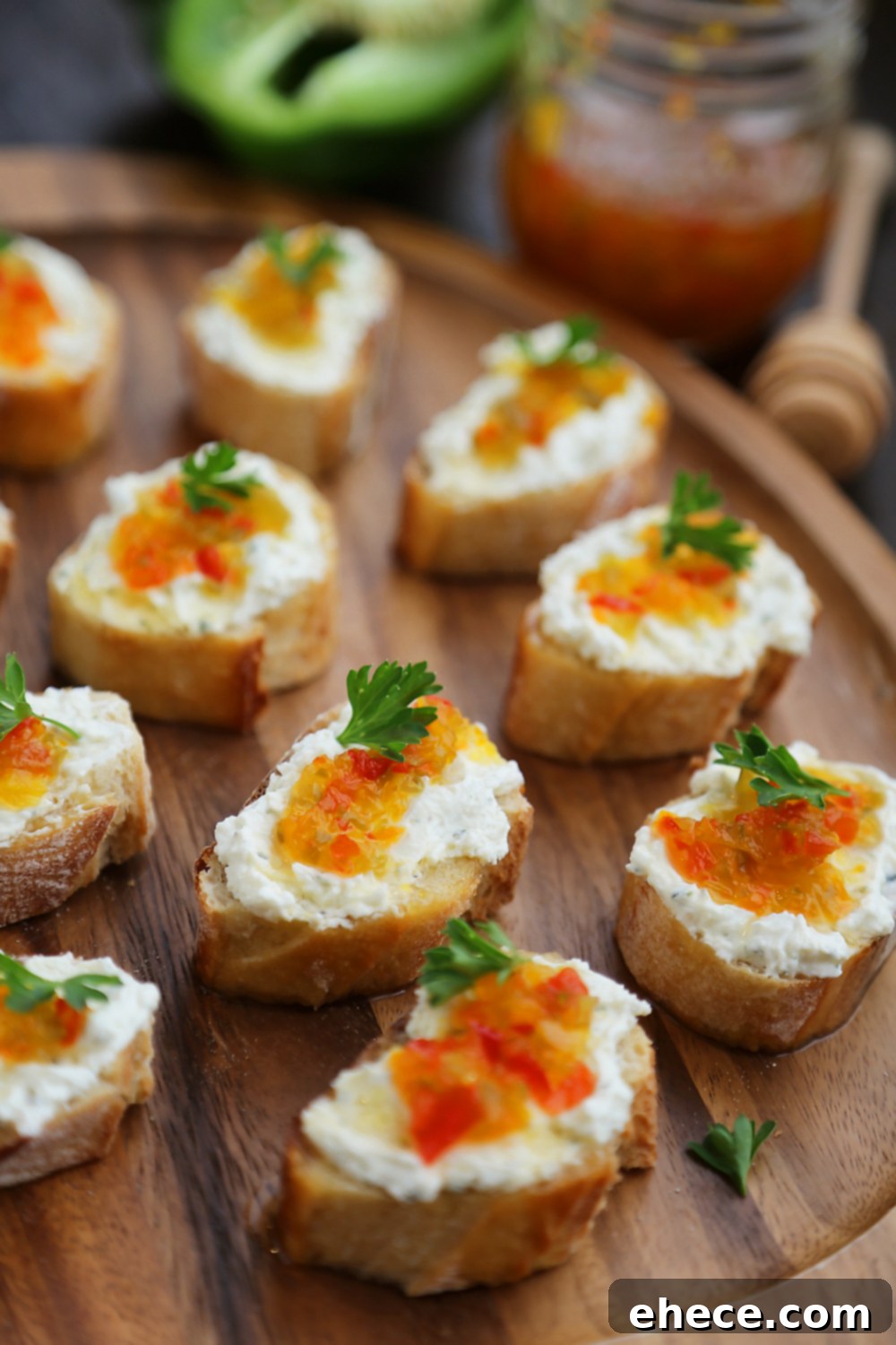 Sweet Heat Preserve 4 Quick & Easy Hot Pepper Jelly - Spicy, sweet + colorful spread is perfect on a toasted baguette, sandwiches, pizzas, frittatas, and more! Thecomfortofcooking.com