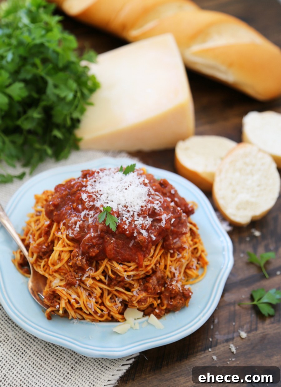 Slow-Simmered Bolognese Perfection 2 Slow Cooker Spaghetti Bolognese - A rich, classic Italian pasta sauce easily made in your slow cooker! Freeze for later, or dig in with a bowl of warm spaghetti! thecomfortofcooking.com