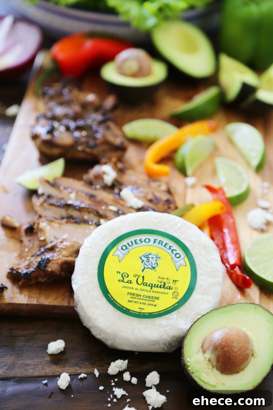 Smoky Chili-Lime Chicken Fajita Bowl 5 Grilled Chili-Lime Chicken Fajita Salad - Tender, juicy marinated chicken with fresh bell peppers, onions, garlic and avocado slices. SO good. Top with some creamy queso fresco and cilantro for extra eye appeal and flavor!