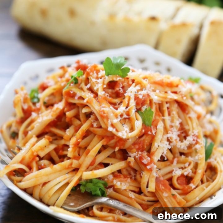 5-Ingredient Butter Roasted Tomato Sauce with Linguine