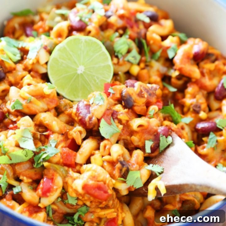 Hearty One-Pot Vegetarian Chili Mac and Cheese 9 One-Pot Cheesy Vegetarian Chili Mac 'n Cheese