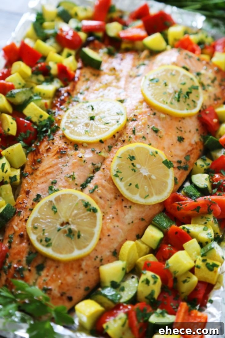 Lemon-Garlic Honey Butter Salmon & Veggies in Foil