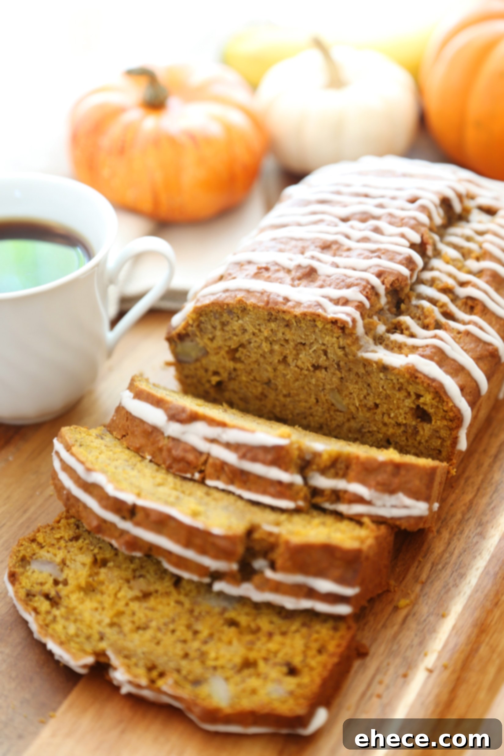 Autumn Pumpkin Banana Bread with Vanilla Drizzle 2 Super Moist Pumpkin Banana Bread with Vanilla Glaze - A perfect fall recipe for breakfast, brunch, or dessert. This fluffy, cake-like bread is easy to make from scratch and great for gifting.