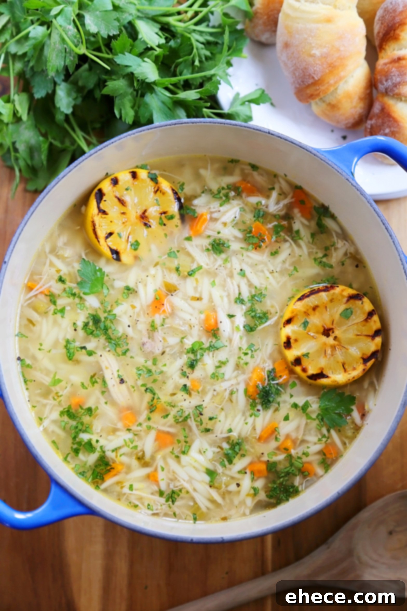 Zesty Lemon Chicken & Orzo Soup 4 Fresh ingredients waiting to be added to the Lemon Orzo Chicken Soup.