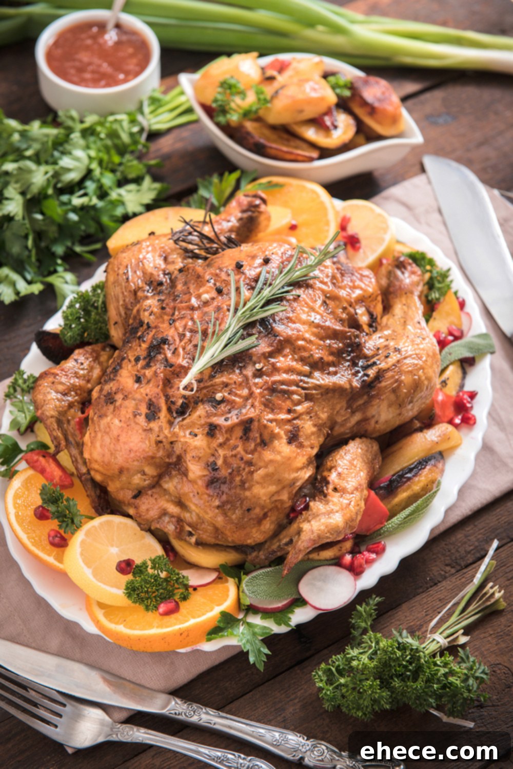 Perfectly Roasted Citrus Herb Butter Turkey on a Platter
