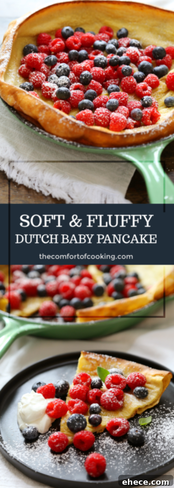 Illustrated image showing different toppings for Dutch Baby Pancakes