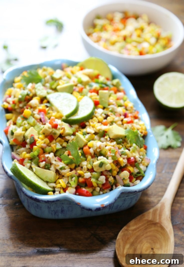 Pin this recipe: Mexican Street Corn Salad with Avocado