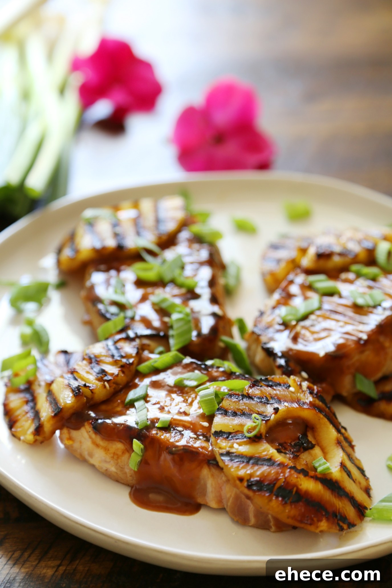 Aloha Grilled Pineapple Pork Chops 5 Plated Grilled Hawaiian Pineapple Pork Chops