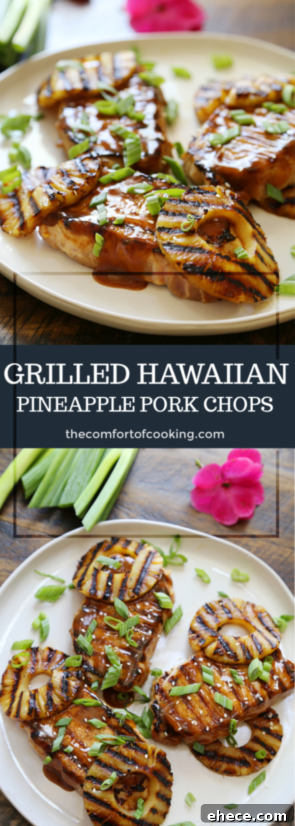 Aloha Grilled Pineapple Pork Chops 6 Close up of sauce drizzled on pork chops