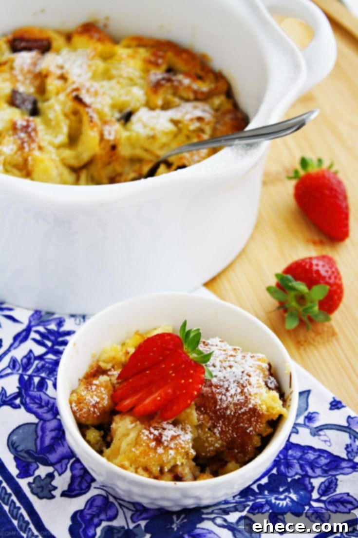 Croissant and Chocolate Bread Pudding served with fresh berries