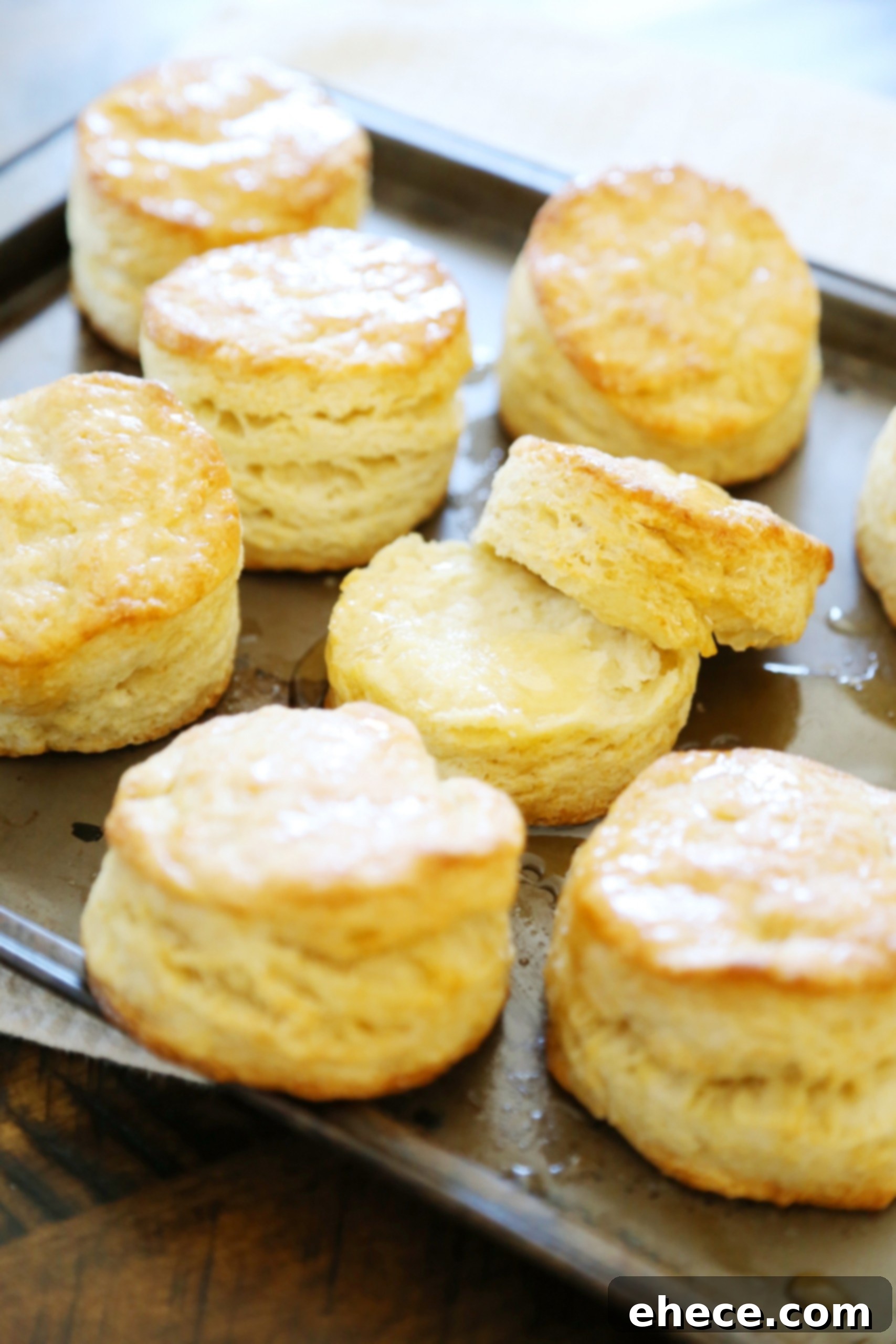 A single buttermilk biscuit with a pat of butter melting on top