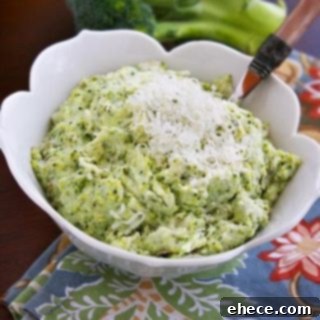Creamy Asiago Mashed Potatoes and Broccoli, a comforting side dish with smoky cheese and fresh vegetables.