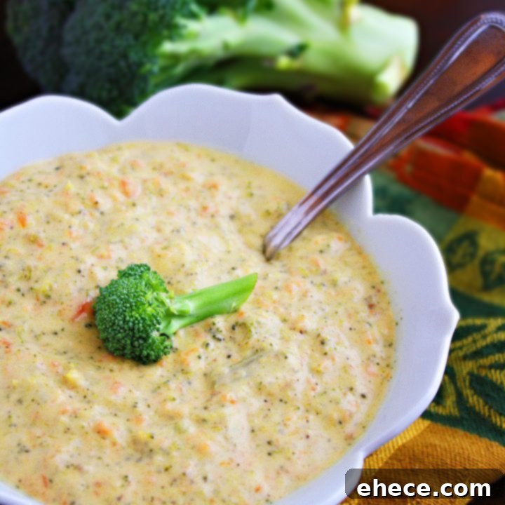 Creamy Broccoli Cheddar Soup - A homemade delight, rich in flavor and velvety smooth.