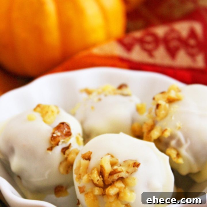 Pumpkin Cake Truffles with White Chocolate and Walnuts