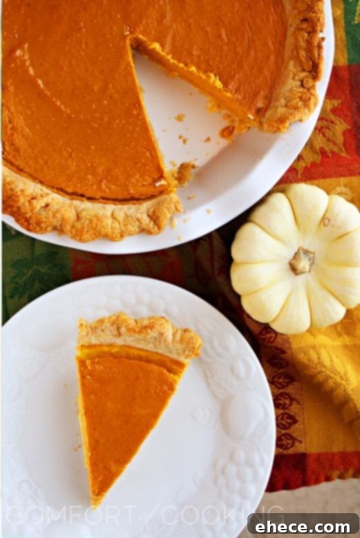 Delicious classic pumpkin pie ready for serving