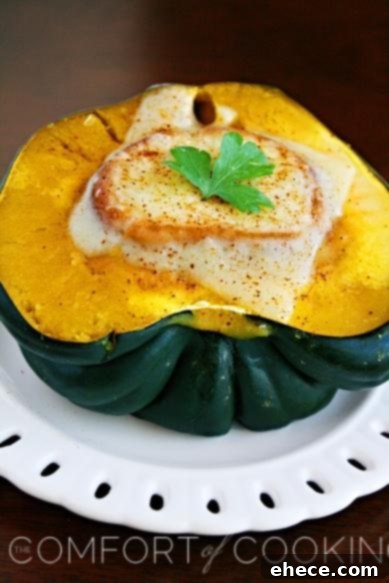 Velvety Acorn Squash Soup with Golden Swiss Crostini 2 Acorn Squash Soup with Swiss Crostini