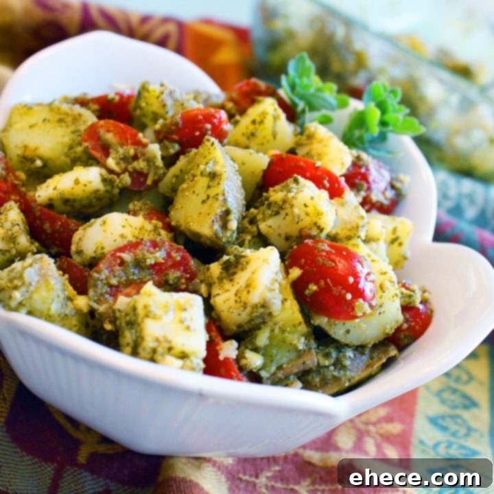 Caprese Pesto Potato Salad 2 Basil Pesto Potato Salad with Tomatoes and Mozzarella