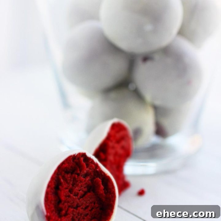 Luxurious Red Velvet Cream Cheese Cake Truffles on a serving platter