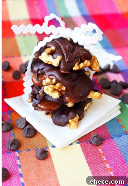 Display of finished Homemade Chocolate Caramel Walnut Turtles