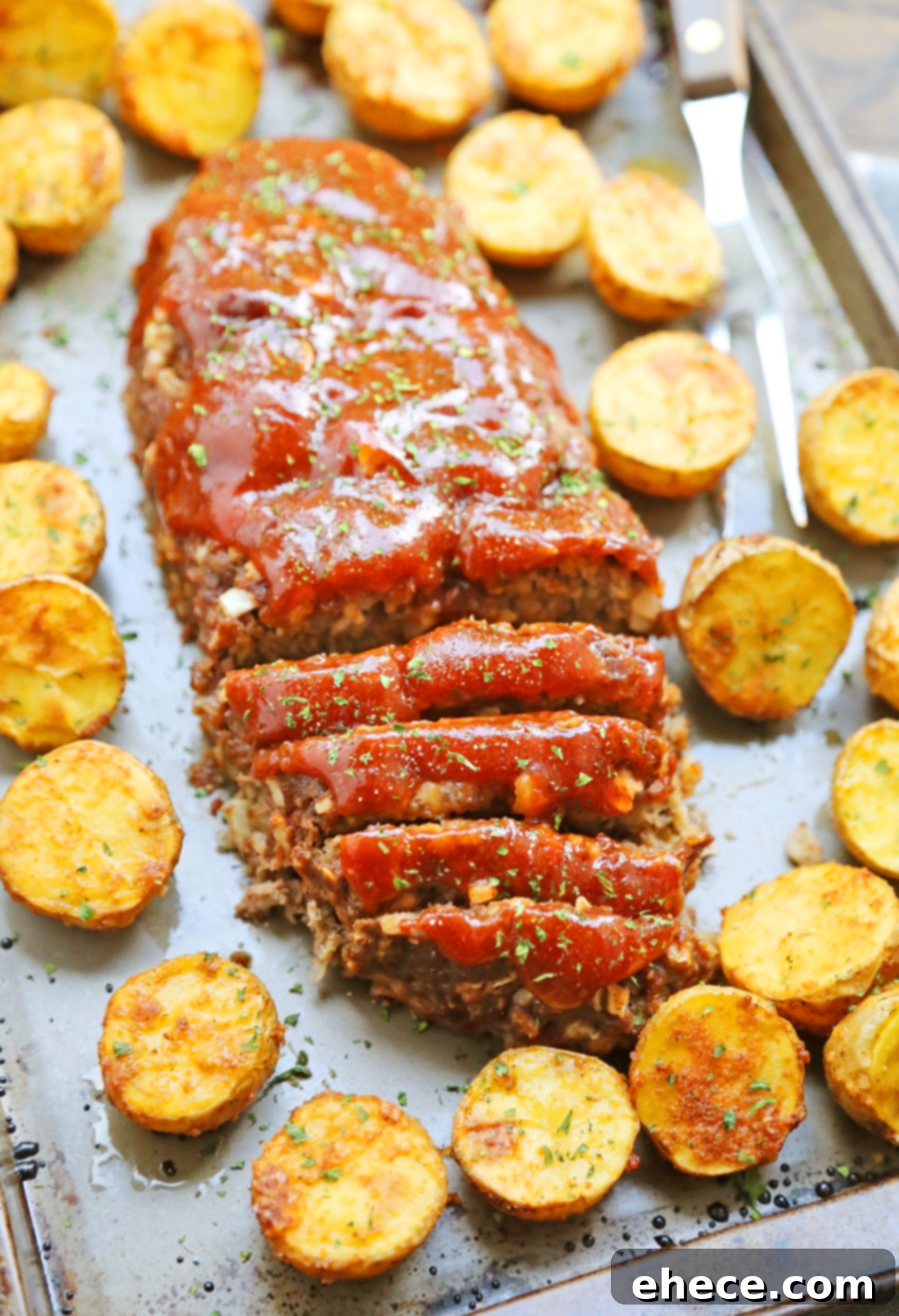 Mixing meatloaf ingredients in a bowl