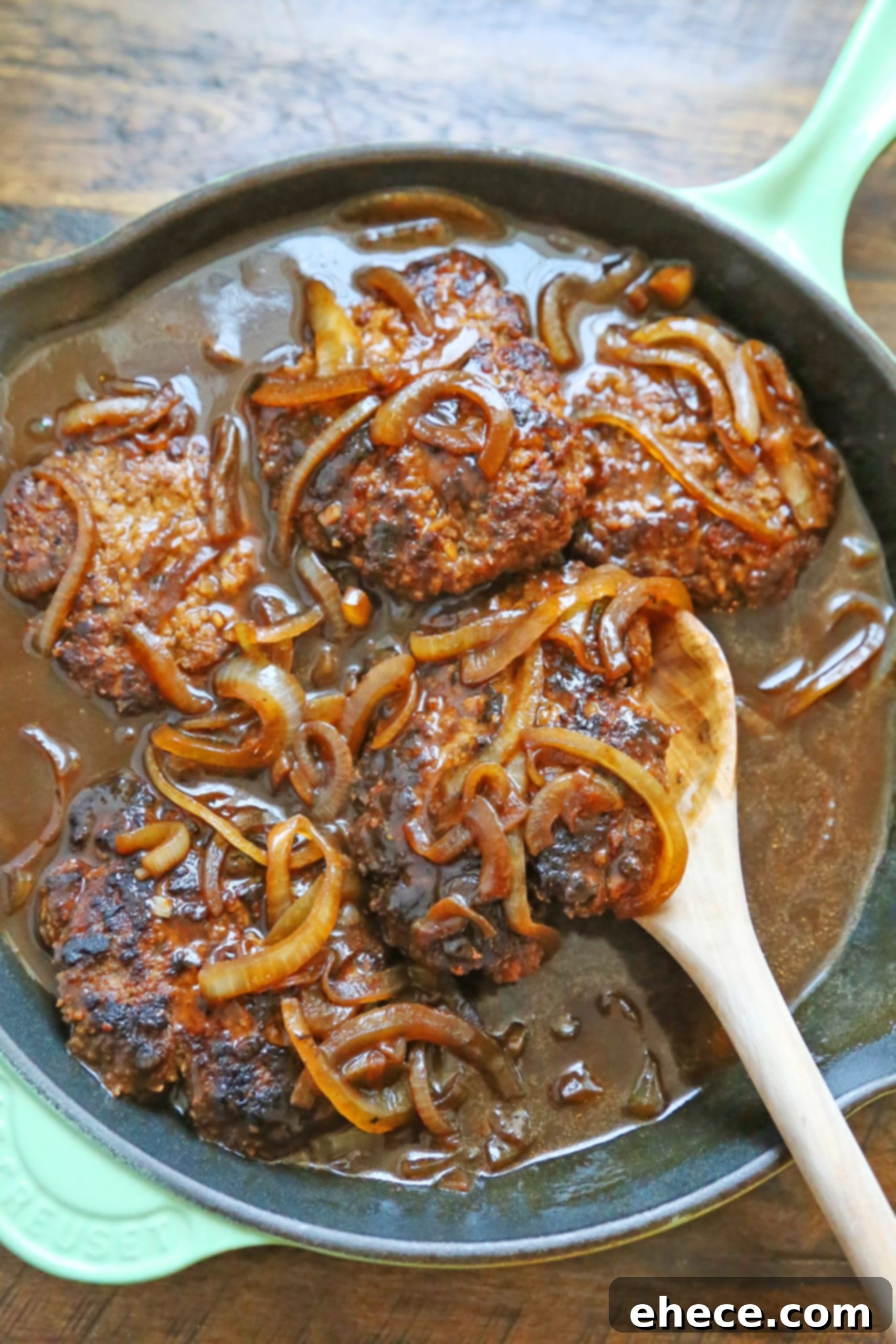 A plate of Skillet Salisbury Steak with gravy