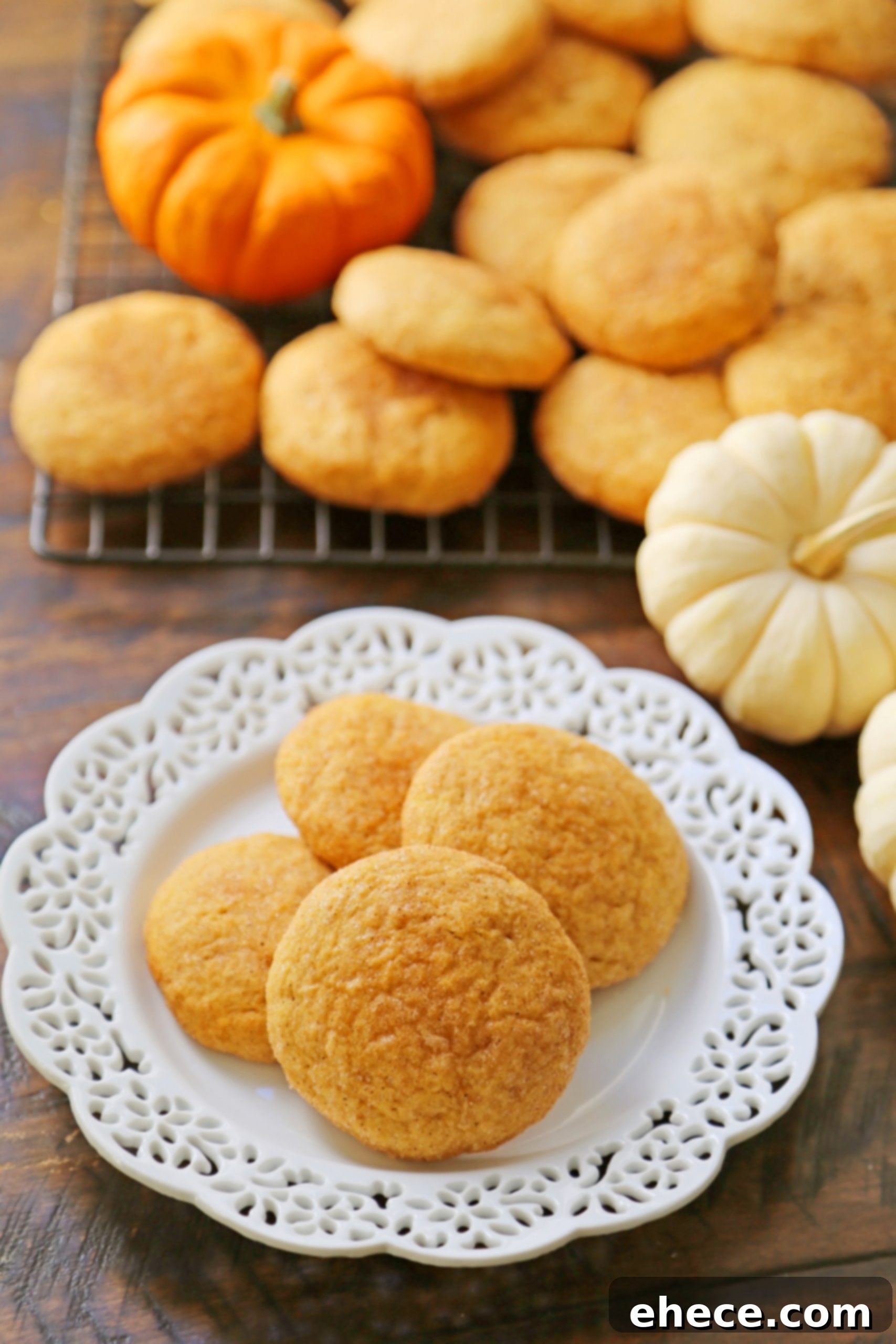 Delicious Pumpkin Snickerdoodle cookies, a perfect fall dessert.