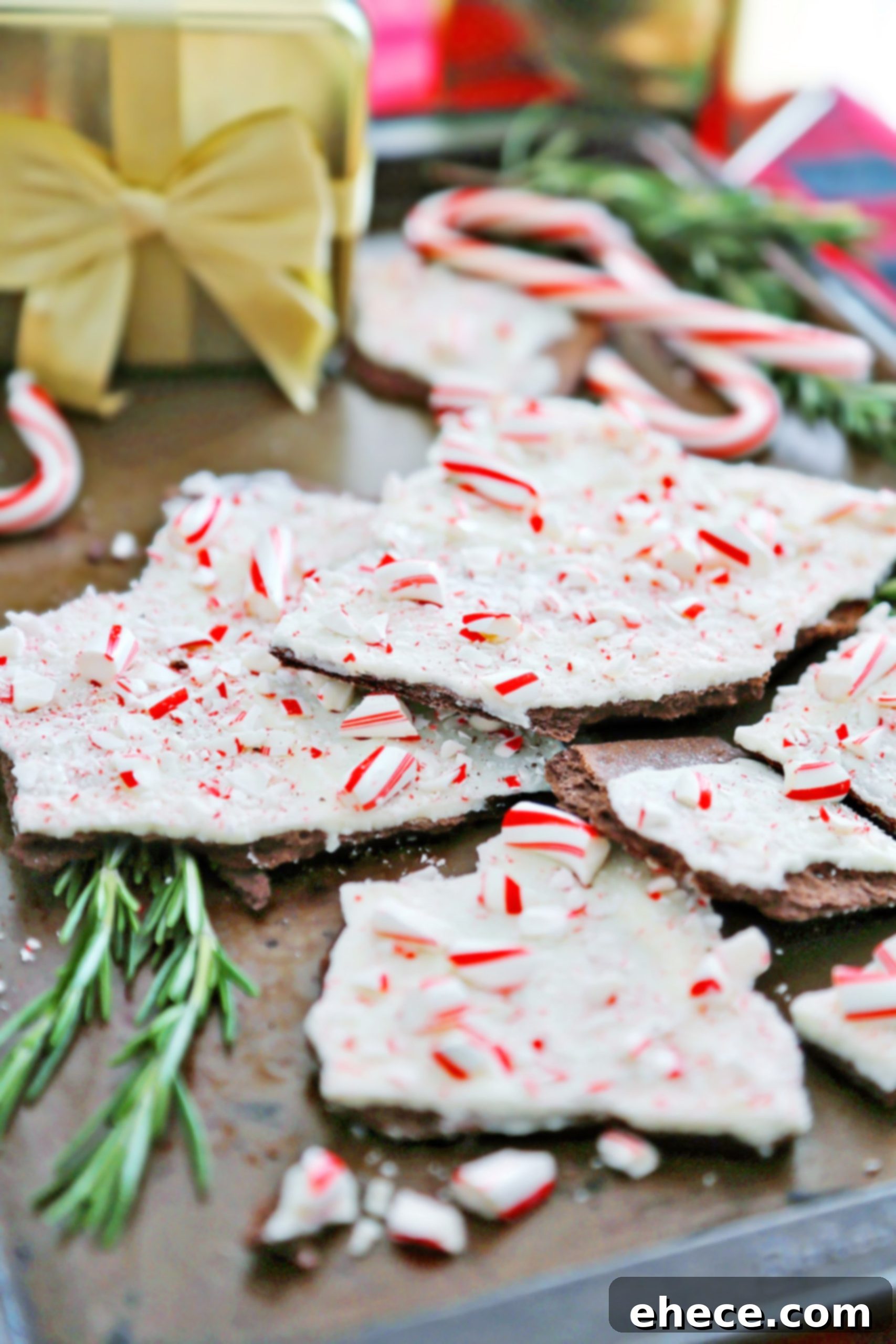 Crispy Peppermint Graham Cracker Bark with white chocolate and crushed candy canes
