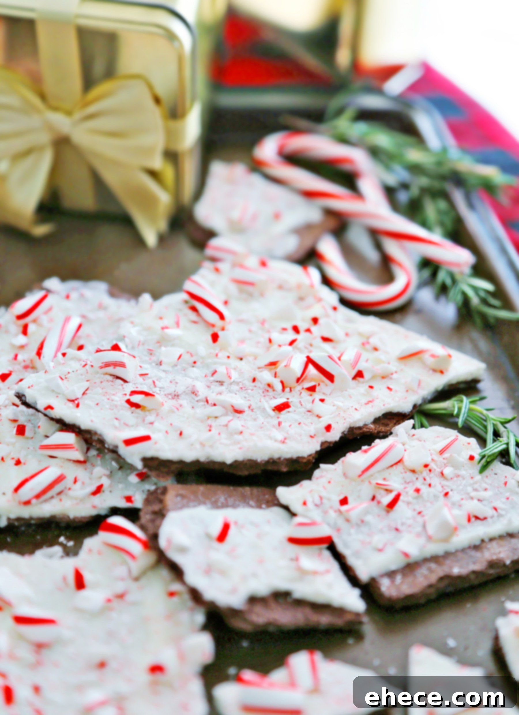 Variety of candy bark toppings and variations