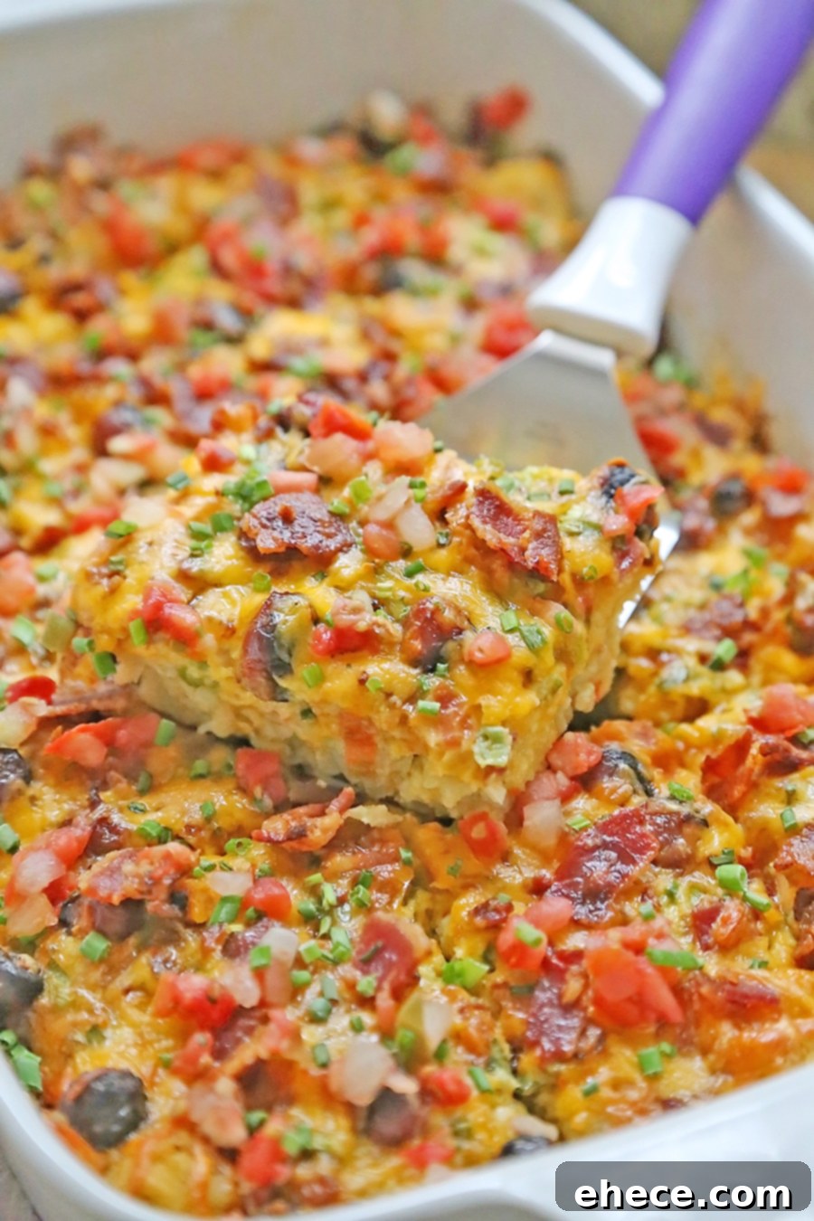 Layers of Bacon, Egg, and Tater Tot Casserole